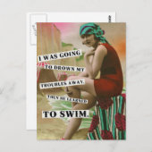 ヴィンテージビーチbabe写真はがき ポストカード (正面/裏面)