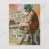 ヴィンテージビーチbabe写真はがき ポストカード (正面)