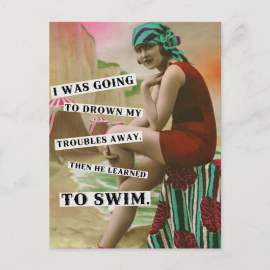 ヴィンテージビーチbabe写真はがき ポストカード (正面)