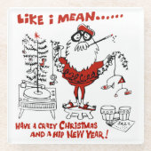 ヴィンテージビートニククリスマスデザイン ガラスコースター (正面)