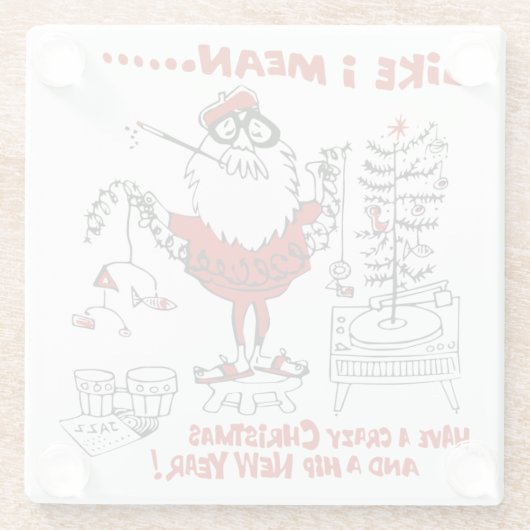 ヴィンテージビートニククリスマスデザイン ガラスコースター (裏面)