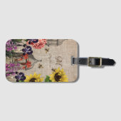 ヴィンテージビーハイブハニービー&ひまわりモノグラム ラゲッジタグ (正面横)