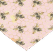 ヴィンテージビーハニカムパターンピンク金ゴールド テーブルクロス (アングル)