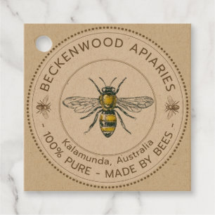 ヴィンテージビーハニージャールクラフトネックラベルビーキーパー フェイバータグ