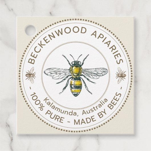 ヴィンテージビーハニージャールクラフトネックラベルビーキーパー フェイバータグ (正面)