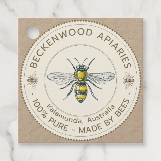 ヴィンテージビーハニージャールネックラベルビーキーパー フェイバータグ (正面)