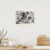 ヴィンテージビーバーイラストレーションレトロビーバーズアンドダム ポスター (キッチン)