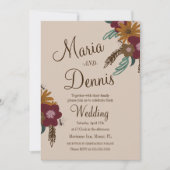 ヴィンテージビーヒマワリフローラ結婚ズ 招待状 (正面)