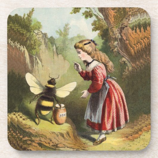 ヴィンテージビービクトリアンガールハニーポットフォレスト コースター (正面)