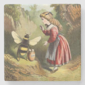 ヴィンテージビービクトリアンガールハニーポットフォレスト ストーンコースター (正面)