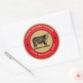 ヴィンテージビーフラベルテンプレート ラウンドシール (封筒)