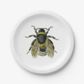 ヴィンテージビーブラック&イエローアンティークイラストレーション ペーパープレート (正面)