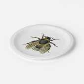 ヴィンテージビーブラック&イエローアンティークイラストレーション ペーパープレート (アングル)