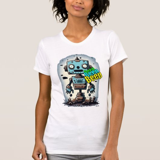 ヴィンテージビープ音ビープ音クラシックのロボットTシャツ Tシャツ (正面)