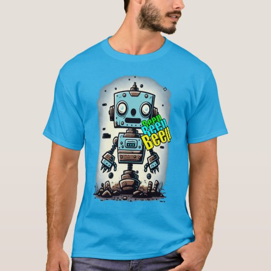 ヴィンテージビープ音ビープ音クラシックのロボットTシャツ Tシャツ (正面)