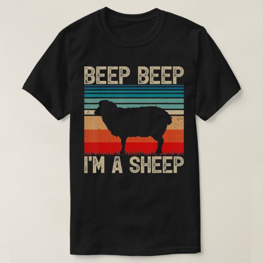 ヴィンテージビープ音I'm A Sheepレトロ羊農家 Tシャツ (デザイン正面)