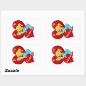 ヴィンテージビーマイバレンタインガール愛ハートRectanguu 長方形シール (シート)