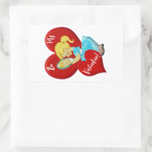 ヴィンテージビーマイバレンタインガール愛ハートRectanguu 長方形シール (バッグ)