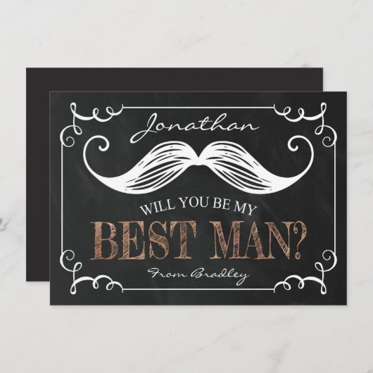 ヴィンテージビーマイ花婿介添人 | Groomsmenの複数形 招待状 (正面/裏面)