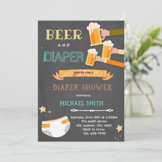 ヴィンテージビールおむつパーティの招待状 招待状 (スタンド正面)