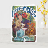 ヴィンテージビールアールヌーボーアルフォンスミュシャ カード (黄色い花)