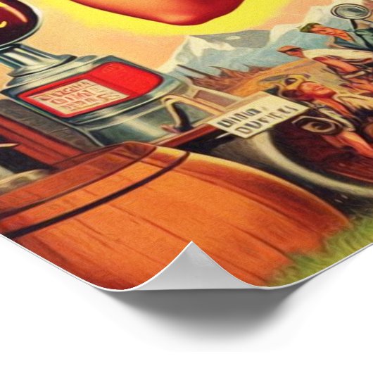 ヴィンテージビールウーマンイラストレーション ポスター (角)