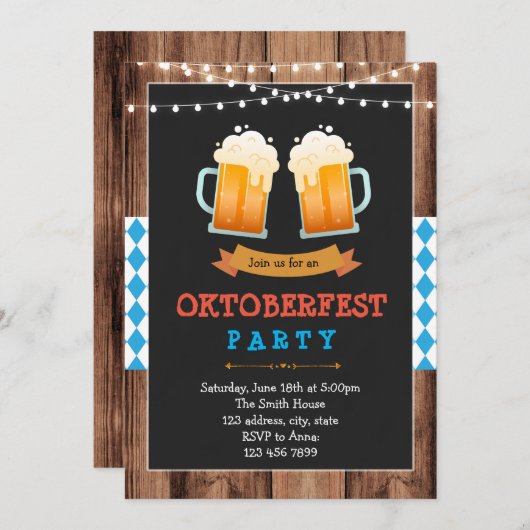 ヴィンテージビールオクトーバーフェストの招待 招待状 (正面/裏面)