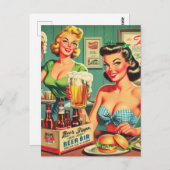 ヴィンテージビールガールズイラストレーション ポストカード (正面/裏面)