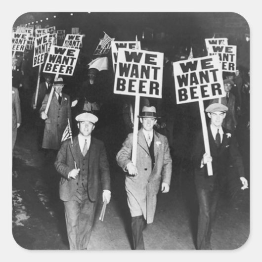 ヴィンテージビール禁止抗議 スクエアシール (正面)