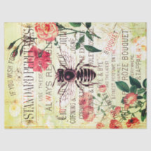 ヴィンテージビーローズブーケエフェメラデクページ組織