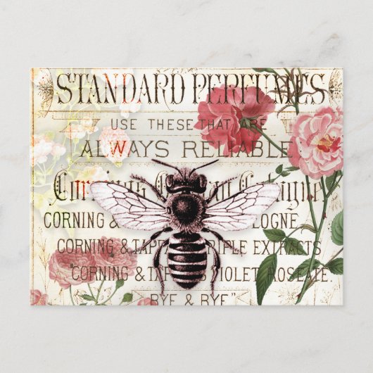 ヴィンテージビーローズブーケエフェメラ ポストカード (正面)
