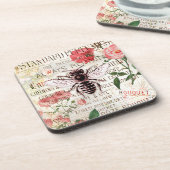 ヴィンテージビーローズブーケエフエメラデクページ コースター (左側)