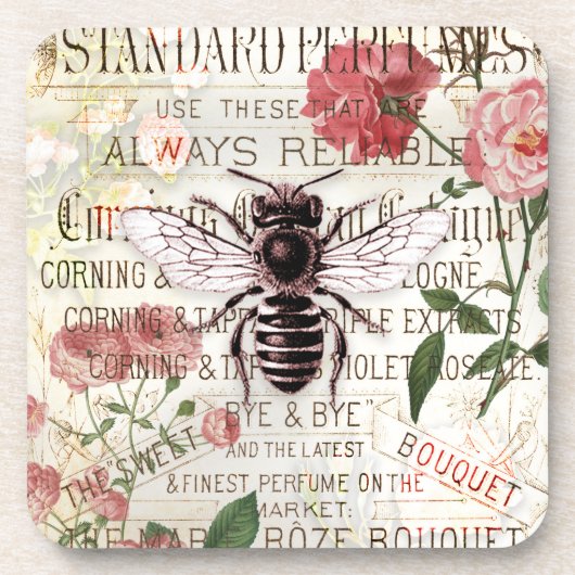 ヴィンテージビーローズブーケエフエメラデクページ コースター (正面)