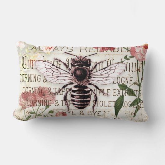 ヴィンテージビーローズブーケエフエメラデクページ ランバークッション (正面)