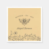 ヴィンテージビーワイルドフラワーイエローシャワーナプキン スタンダードカクテルナプキン (正面)