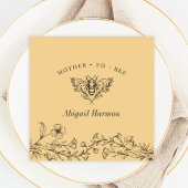 ヴィンテージビーワイルドフラワーイエローシャワーナプキン スタンダードカクテルナプキン