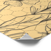 ヴィンテージビーワイルドフラワーシャワーウェルカム ポスター (角)