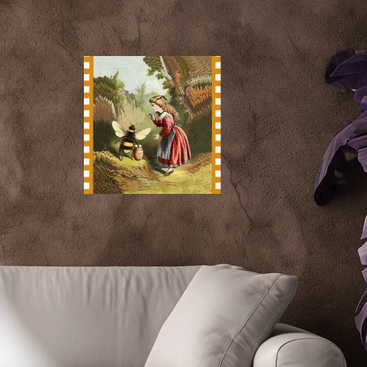 ヴィンテージビー小さな女の子ハニーポット ポスター