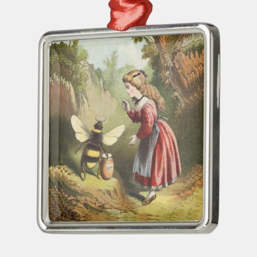 ヴィンテージビー小さな女の子ハニーポット メタルオーナメント (左)