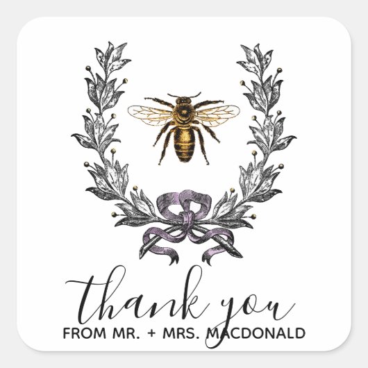 ヴィンテージビー春庭園の結婚式 スクエアシール (正面)