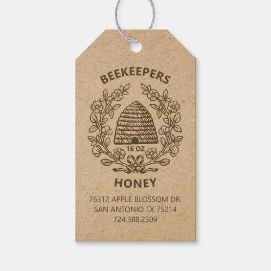 ヴィンテージビー素朴ハニーギフトラベル ギフトタグ (正面)