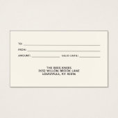 ヴィンテージビー素朴ロゴギフトカード (裏面)