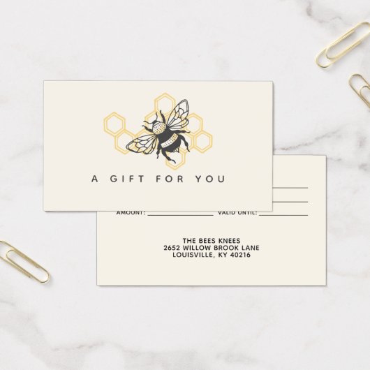 ヴィンテージビー素朴ロゴギフトカード (オフィス)