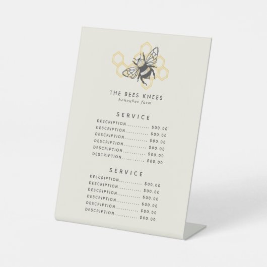 ヴィンテージビー素朴ロゴハネビーサービス価格 台座サイン (正面)