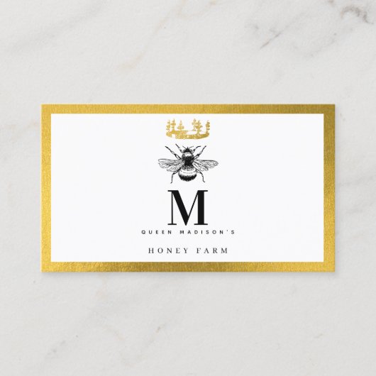 ヴィンテージビー金ゴールドハニークイーンQRコード 名刺 (正面)