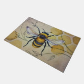 ヴィンテージビー1号とハニカムウォーターカラーアート ドアマット (アングル)