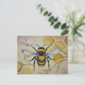 ヴィンテージビー1号とハニカムウォーターカラーアート ポストカード (スタンド正面)