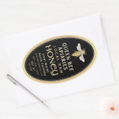 ヴィンテージビー16 ozクイーンラインジャールハニーラベルブラック 楕円形シール (封筒)