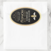 ヴィンテージビー16 ozクイーンラインジャールハニーラベルブラック 楕円形シール (バッグ)