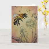 ヴィンテージビー4番タンポポ水彩画 カード (黄色い花)